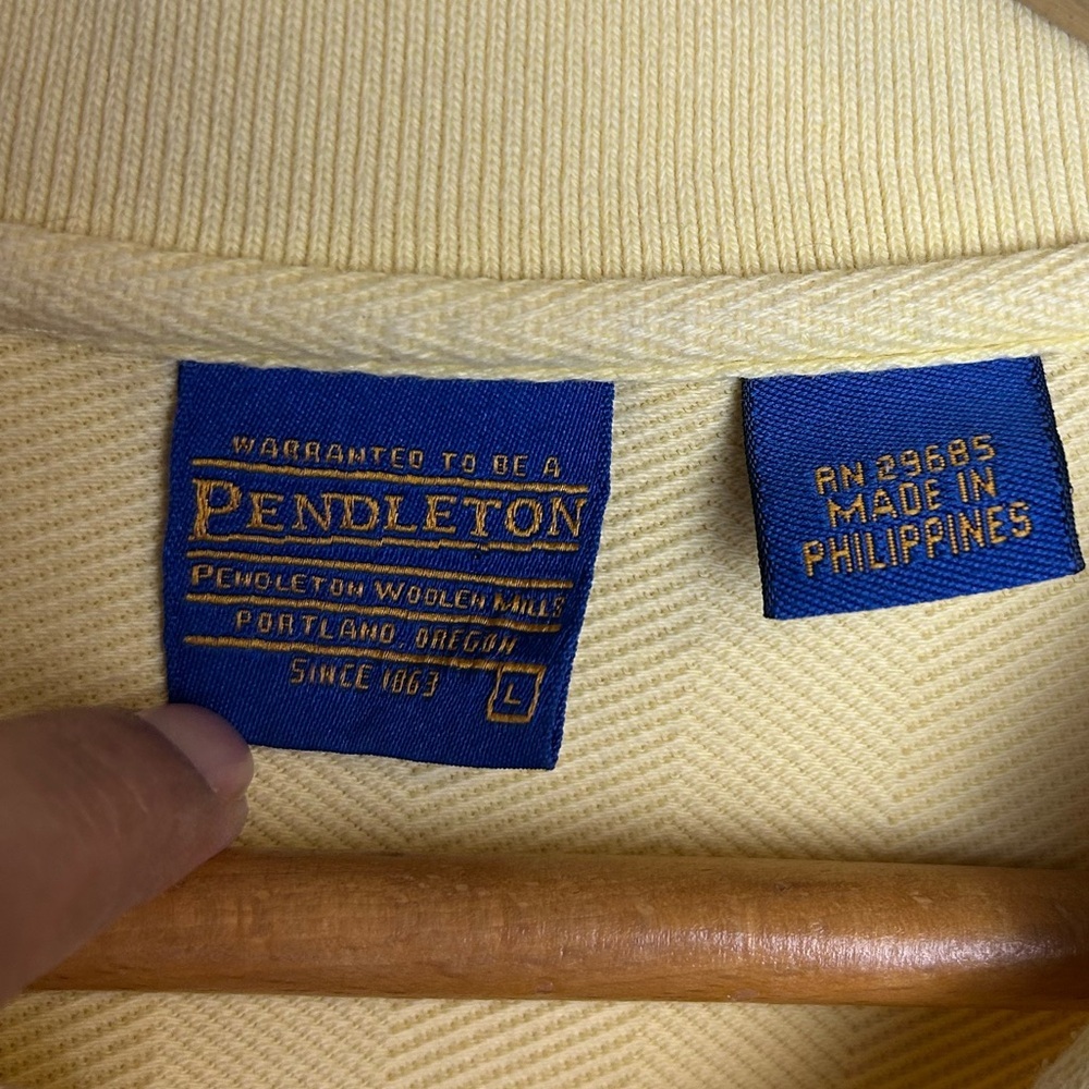 Vintage Men Pendleton Polo Shirt Size L  Yellow Butter 100% cotton Natural - Picture 6 of 13